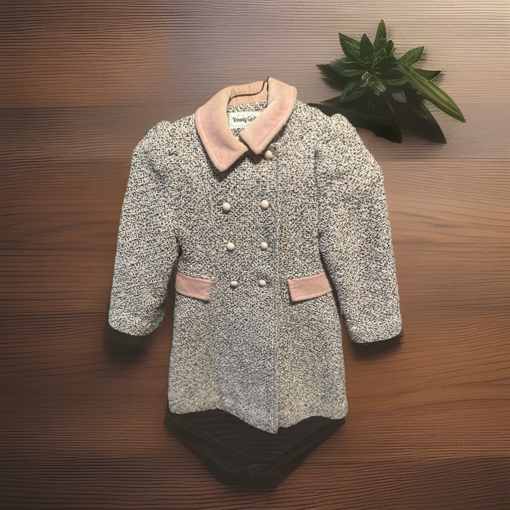 Vintage Young‎ Gallery Girl's Size 5 Pink Wool Tweed Coat GORGEOUS